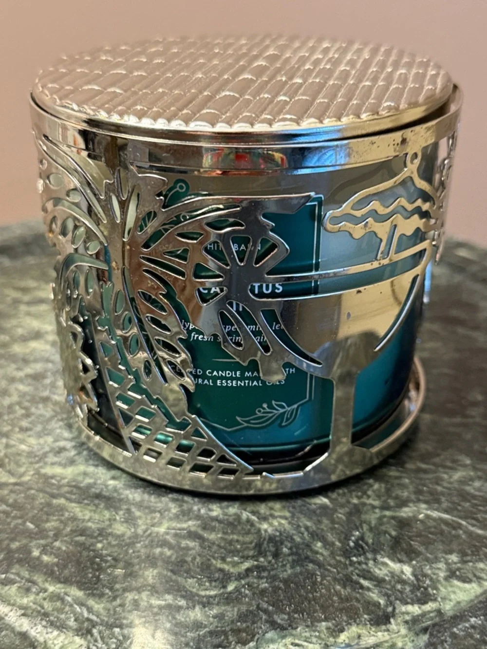 White Barn Eucalyptus Rain Candle -chrome color “Margaritaville” candle holder - Picture 11 of 16